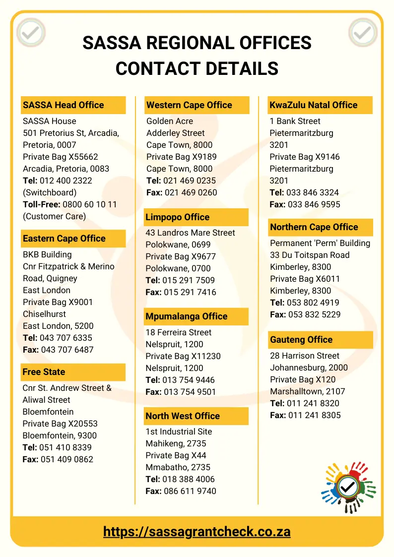 SASSA regional offices contact details