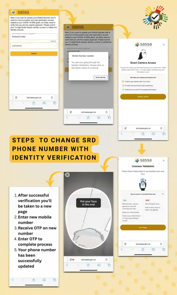 SASSA Change Phone Number For SRD Grant 2 Steps to change srd phone number with identity verification