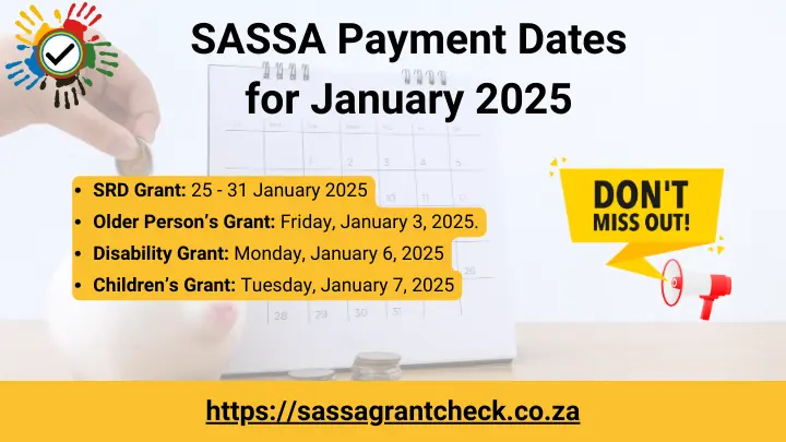 SASSA Payment Dates for January 2025