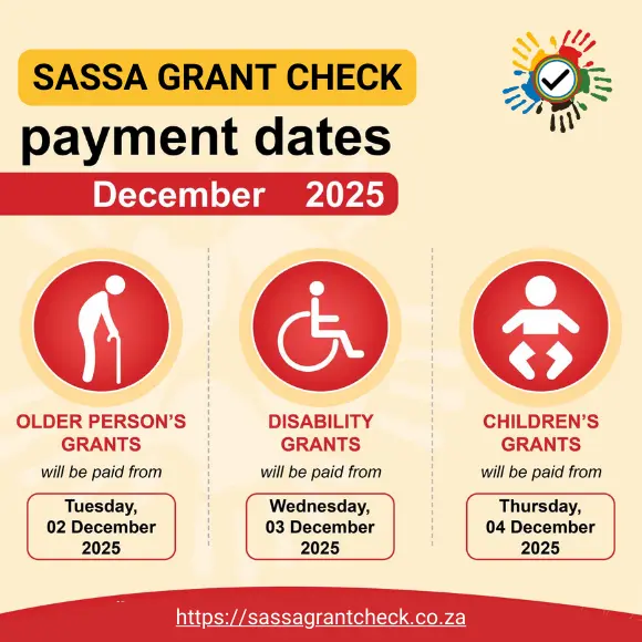 SASSA Payment Dates for 2025 - 2026 2 SASSA Payment Dates for December 2025